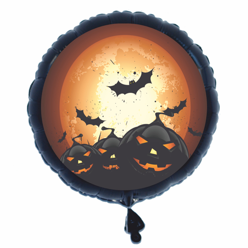 Halloween-schwarzer-Luftballon-aus-Folie-mit-Helium-Fledermaeuse-Kuerbisse